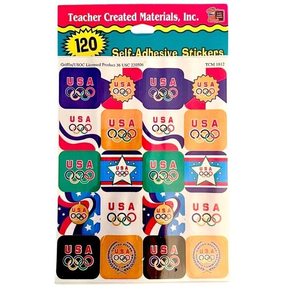 Vintage Y2K Griffin USA Olympic Peel & Stick Stickers 120 Count NEW SEALED - Picture 1 of 4